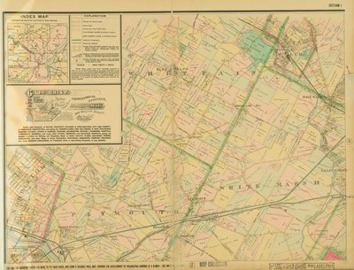 Mappa di Baist che mostra lo sviluppo della città e dei sobborghi di Filadelfia, tavola 1, 1897 da George William Baist